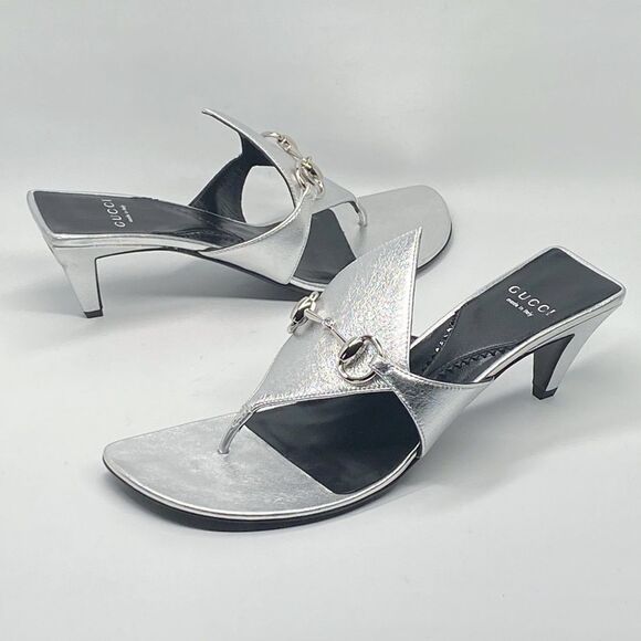 Gucci Horsebit Metallic Leather Thong Sandals size 38 - Picture 11 of 16